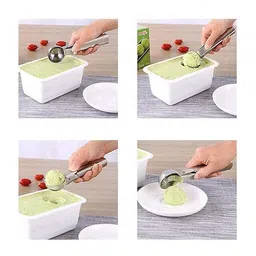 elhify Stainless Steel Spring/Trigger Ice Cream Scoop Disposable Stainless Steel Ice-cream Spoon image 4