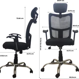 my cubicles Aligna Brio High Back Office Chair with Headrest | Ergonomic Design Mesh Office Arm Chair image 3