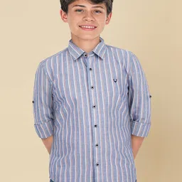 Allen Solly Junior Boys Slim Fit Multi Stripes Opaque Striped Casual Shirt-image-41