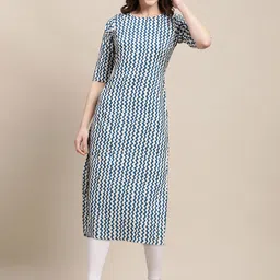 7threads KALINI Women Multicoloured Ethnic Motifs Printed Summer Sheers Crepe Kurta image 2