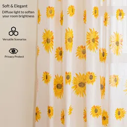 homemonde 182.88 cm (6 ft) Window Cotton Transparent Curtain Single Curtain image 4