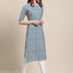 7threads KALINI Women Multicoloured Ethnic Motifs Printed Summer Sheers Crepe Kurta image 3