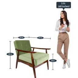 timberly Arm Solid Wood Arm Chair in Green Colour image 3