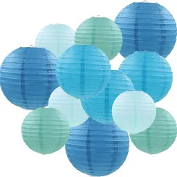 orama Paper Lanterns Chinese Round Paper Hanging Decorations OP103 White, Blue Paper Hanging Lantern-picture-14
