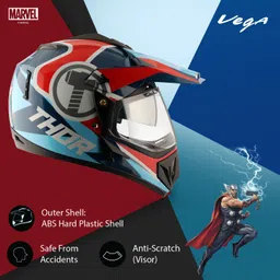 vega Off Road Marvel Thor Edition Motorbike Helmet image 4