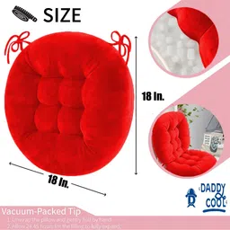 daddy cool Microfibre Cushion Pack of 2 Solid Round Velvet Cushion 18x18 Inch image 4