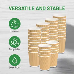 khaana packaging Pack of 25 Paper RIPPLE PAPER CUPS, USES IN COFFEE, TEA, CAPPUCCINO AND OTHER HOT COLD BEVERAGE image 4