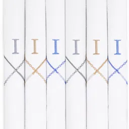 Cotton Square Men's Initial I Embroidered 100% Pure Cotton Handkerchief for Men ["White"] Handkerchief-picture-37