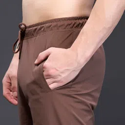 maxzone Men Solid Brown Track Pants image 4