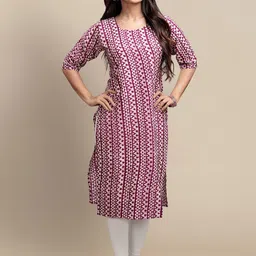 7threads KALINI Women Yellow & Mustard Yellow Pack Of 3 Geometric Printed Block Print Crepe Kurta image 2