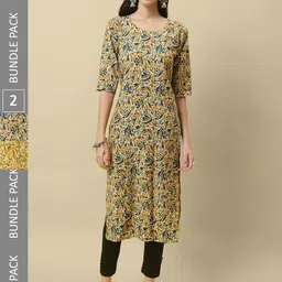 7Threads Pack Of 2 Floral Printed Crepe Straight Kurta-picture-31