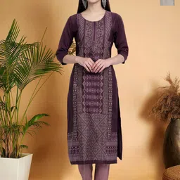 7Threads Women Ethnic Motifs Printed Thread Work Floral Crepe Kurta-picture-32