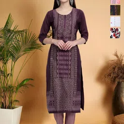 7Threads Women Ethnic Motifs Printed Thread Work Floral Crepe Kurta-image-34