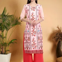 7Threads Women Ethnic Motifs Printed Thread Work Floral Crepe Kurta image 3
