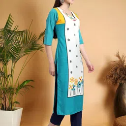 7Threads Selection Of 2 Colour blocked Printed Round Neck Kurtas image 3