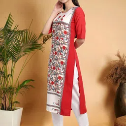 7Threads Women Ethnic Motifs Printed Thread Work Floral Crepe Kurta image 2