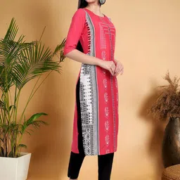 7Threads Women Ethnic Motifs Printed Thread Work Floral Crepe Kurta image 3