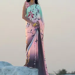Anouk Floral Printed Crepe Saree-picture-37