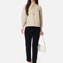 ALL WAYS YOU Tie-Up Neck Cuffed Sleeves Regular Top image 4