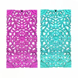 VAS collection home Purple & Blue 2 Pieces Textured Wooden Wall Decor Plates-picture-17