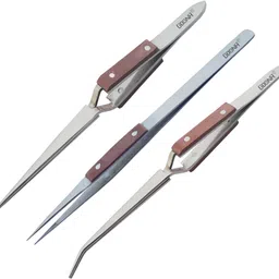 gogna 3 Pcs Tweezer Fiber Grip Cross Locking Straight Soldering TWEEZER Jewelry Tools-picture-31