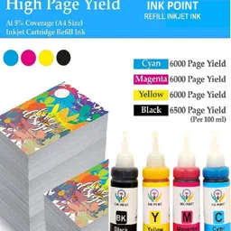 inkpoint Refill Kit For Canon PIXMA E3370 , TS3370S Printer Ink Cartridge- PG-745 - CL746 Black + Tri Color Combo Pack Ink Bottle image 3