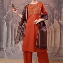 Vishudh Embroidered Regular Thread Work Kurta with Palazzo & Dupatta-picture-39