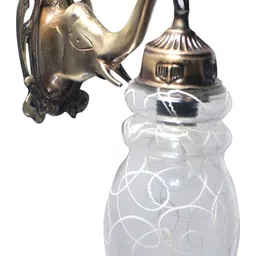 VAGalleryKing Transparent & White Printed Antique Elephant Design Glass Wall Lamp image 4