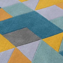 presto Blue Geometric Wool 3 ft x 5 ft Hand Tufted Carpet image 4