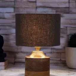 Black Shade Table Lamp With Wood Base By New Era-picture-35