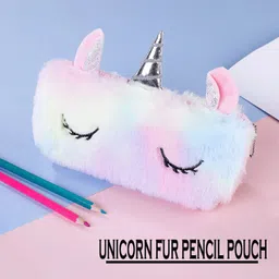 neel 9-Pcs Unicorn Stationery combo for Girls Unicorn gift set for Diary/Pouch/Pen & pencil with stationery for Girls Unicorn Pencil Box Case for Kids Pencil Pouch Art Plastic Pencil Box image 2