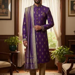 ishrattextile Polyester Woven Blue Men Dupatta image 1