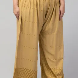 style prezone Women Relaxed Beige Viscose Rayon Trousers image 3