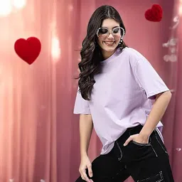 my swag Women Solid Round Neck Pure Cotton Purple T-Shirt-picture-14