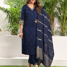 skylee Women Cotton Silk Kurta Pant Dupatta Set-picture-15