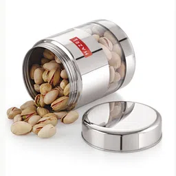 hazel Silver Stainless Steel 400 ml Glossy See Through Storage Container (Set of 6 ) image 5