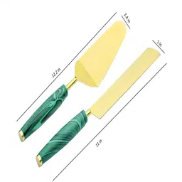 august collectives Green Stainless Steel Tropical paradise 2 Pcs Serving Cutlery Set image 3