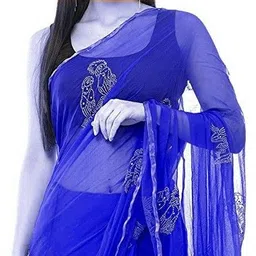 the fashion attire Embellished Bollywood Chiffon Saree image 3
