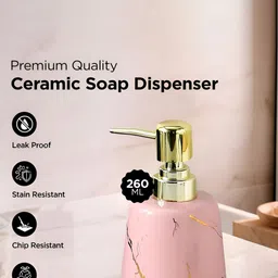 UMAI Pink & Gold-Toned 2 piece Abstract Ceramic Soap Dispenser image 3