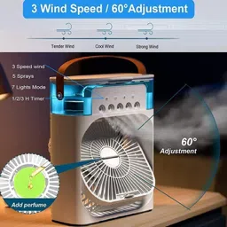 Raptas 4-in-1 Mini Air Cooler Cool Mist Fan with LED Light, USB Power & Quiet 4-in-1 Mini Air Cooler Cool Mist Fan with LED Light, USB Power & Quiet USB Fan image 4