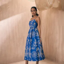 pink paprika by sassafras Women Fit and Flare Blue Below Knee Dress image 3