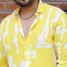 instafab plus Men Regular Fit Graphic Print Spread Collar Casual Shirt image 5