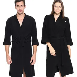 feelblue Black Free Size Bath Robe-picture-22