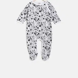 Berrytree Infant Kids White & Black Printed Organic Cotton Sustainable Romper-image-2