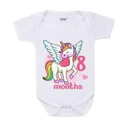 KNITROOT Infant Kids White & Pink Printed Cotton Bodysuit-image-28