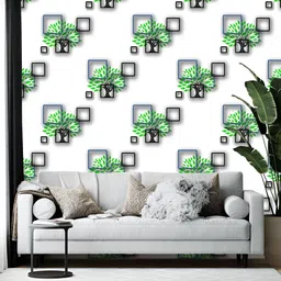 Wallpics White & Green Printed Self-Adhesive Wallpaper-image-81