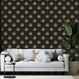 Wallpics Black & Beige Floral Printed Self-Adhesive Wallpaper Sticker-picture-38