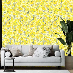Wallpics Yellow & Grey Printed Self-Adhesive Wallpaper-image-23