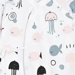 The Mom Store Infants Kids White & Black Printed Pure Cotton Romper image 3