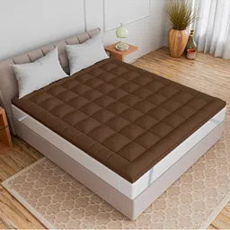 CURIOUS LIFESTYLE Brown 1000 GSM Breathable Microfibre Queen Size Cotton Mattress Topper-image-71